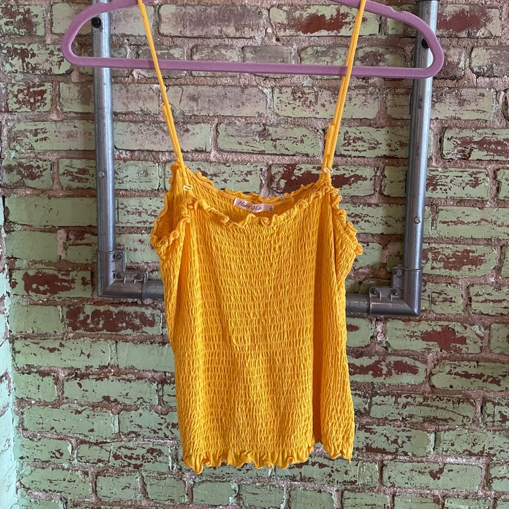 Brand new bright yellow fitted crop top without tags